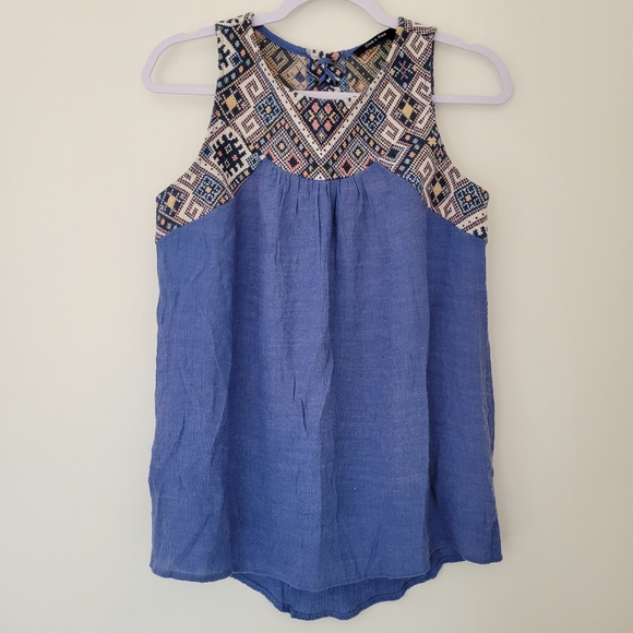 Doe & Rae Southwestern Pattern Sleeveless Boho Top Size S - Picture 2 of 7